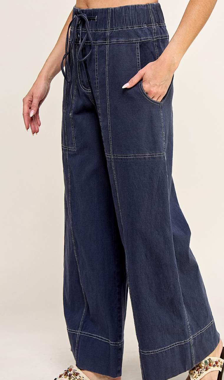 Navy Cotton Twill Pants