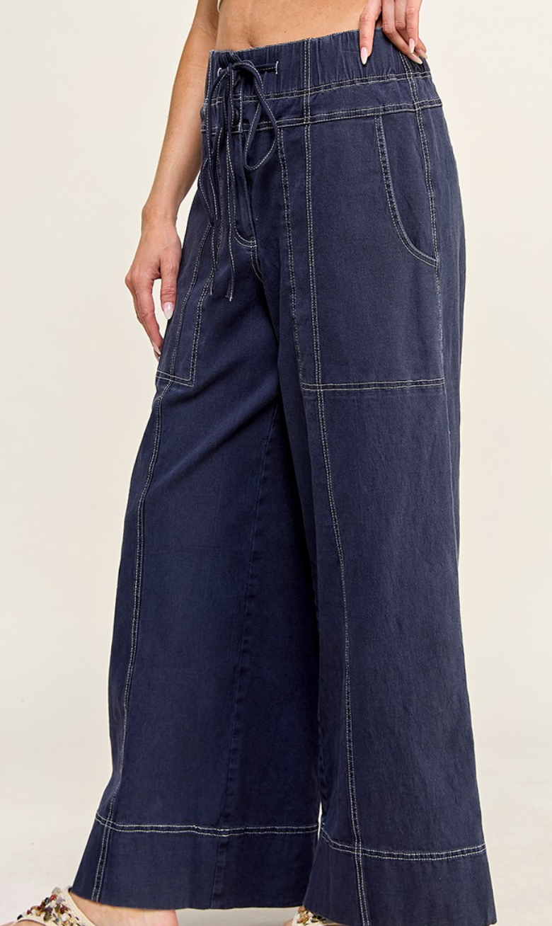 Navy Cotton Twill Pants