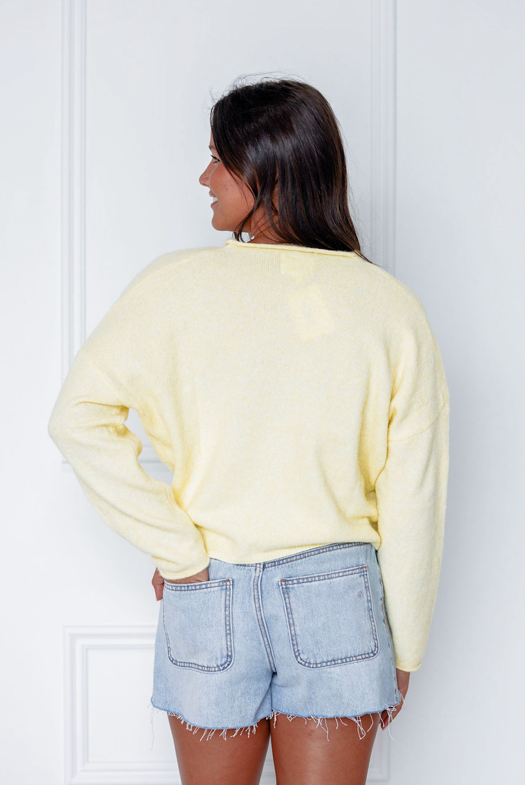 Butter Yellow Button Up Sweater