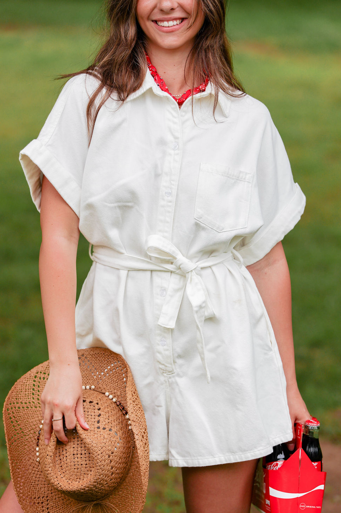 Kara White Denim Romper