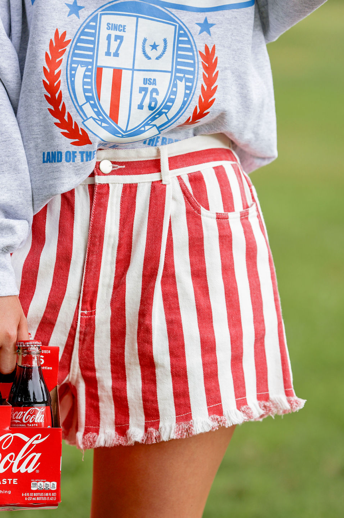 Red Stripe Twill Shorts