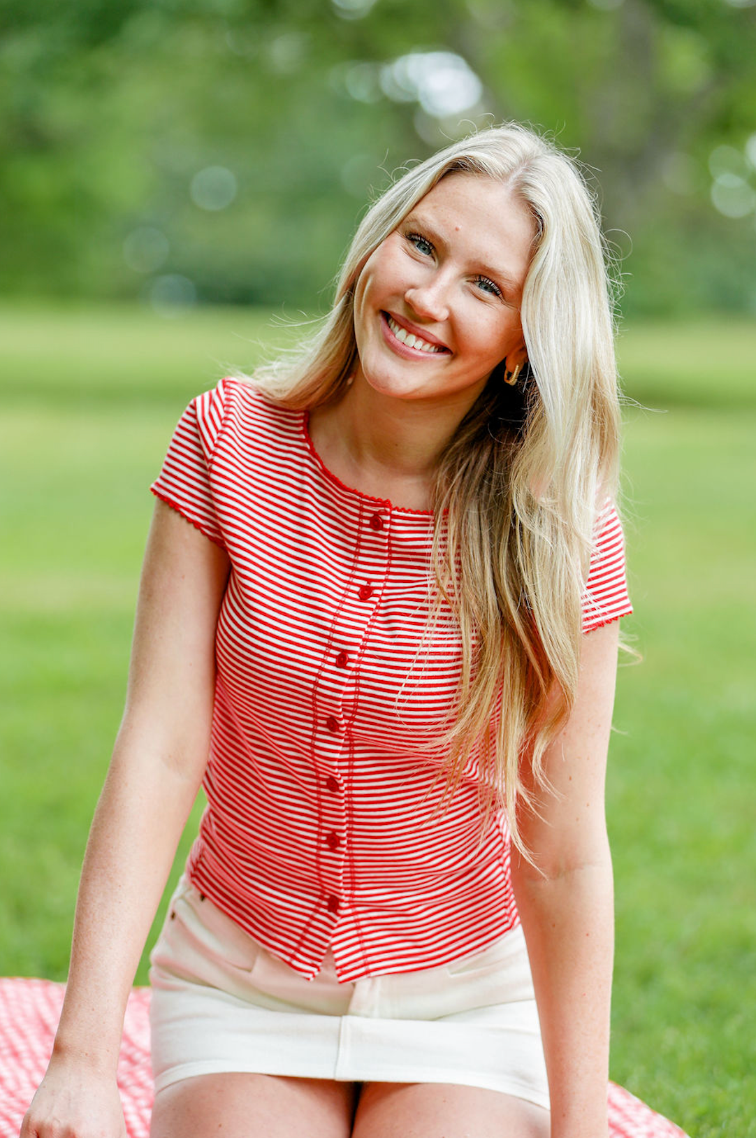 Stripe Button Front Top