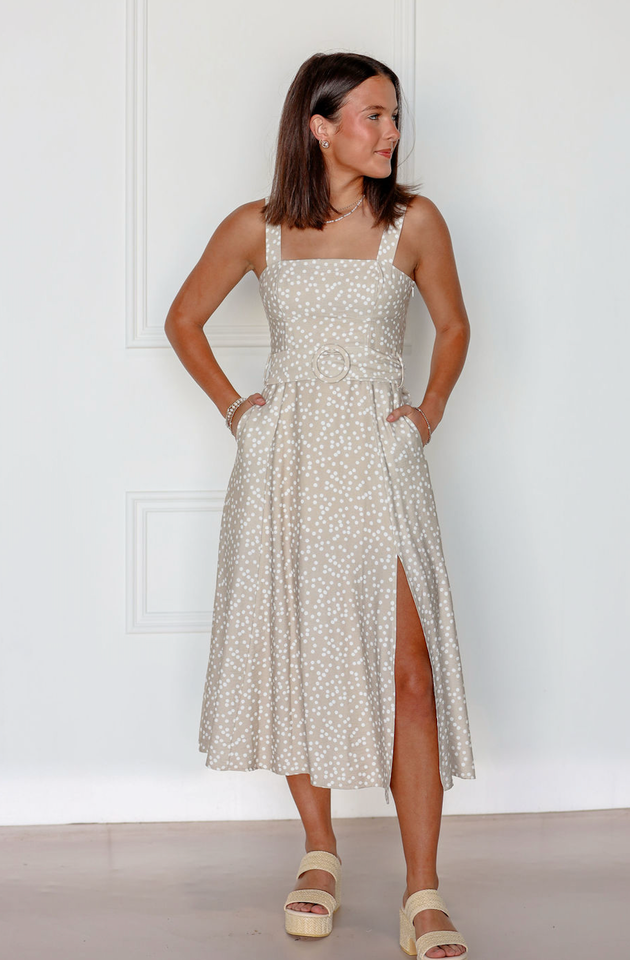 Beth Polka Dot Belted Dress