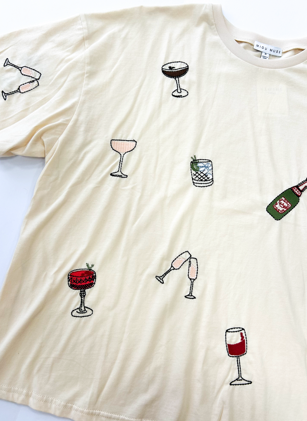 Happy Hour Embroidered T-shirt