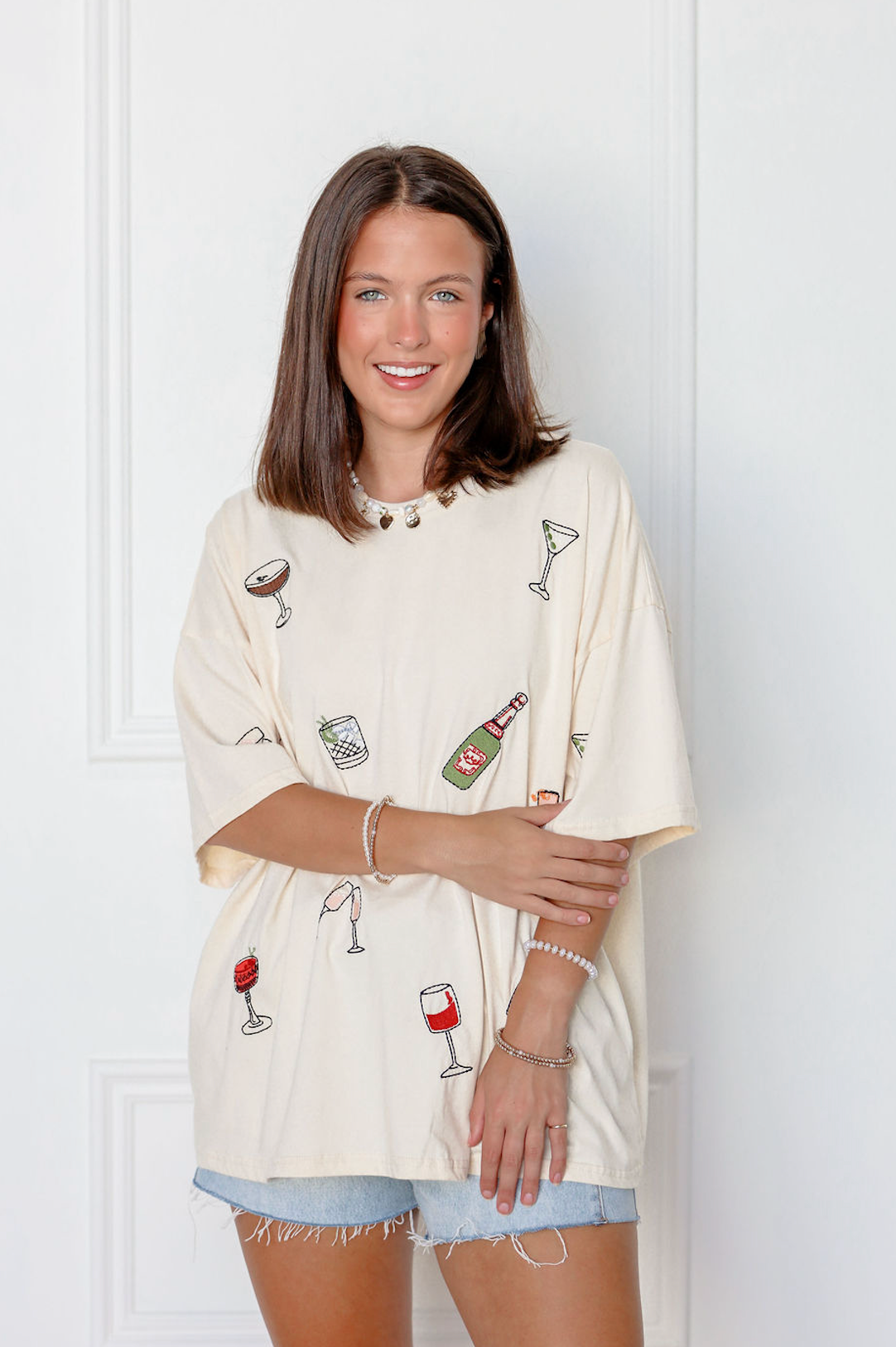 Happy Hour Embroidered T-shirt