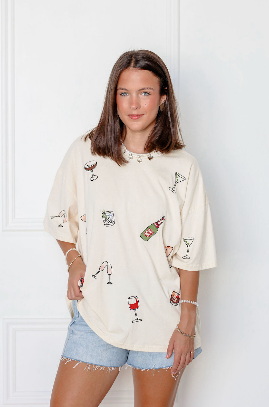 Happy Hour Embroidered T-shirt