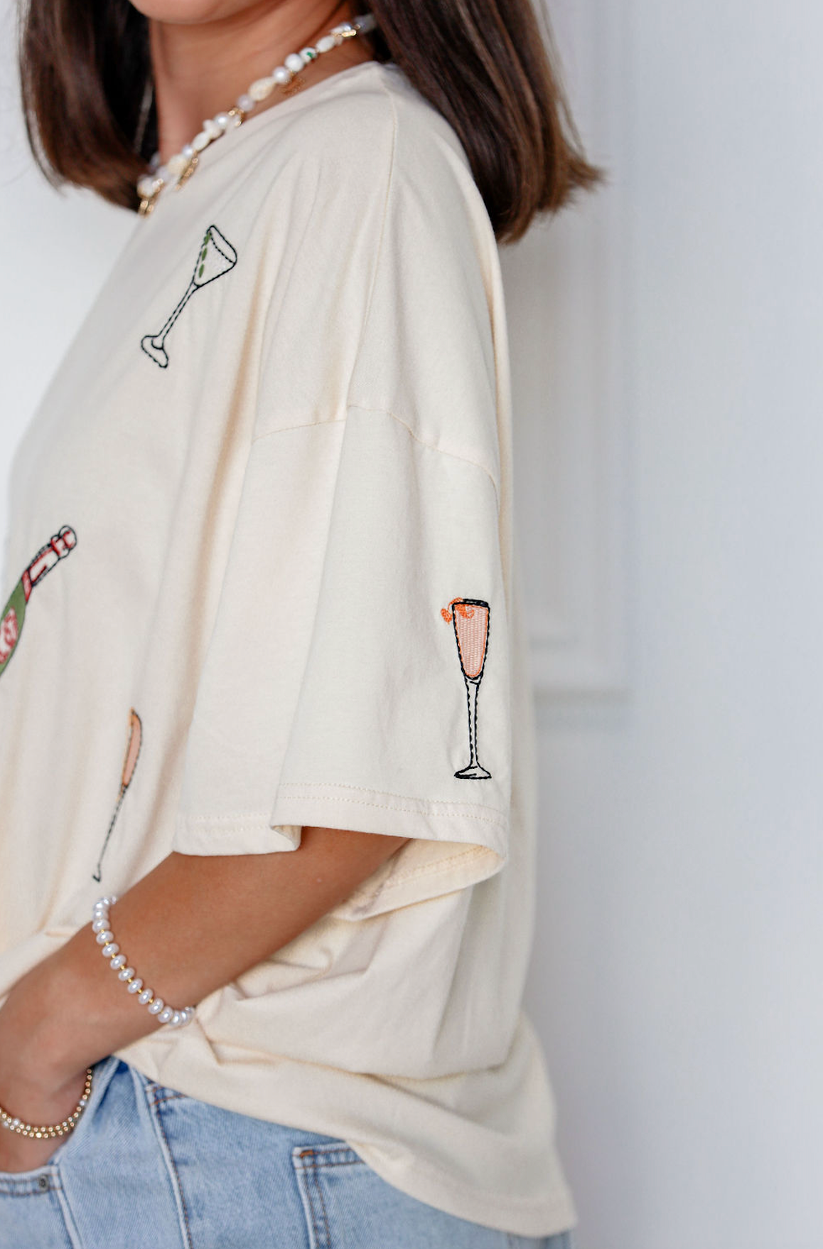 Happy Hour Embroidered T-shirt