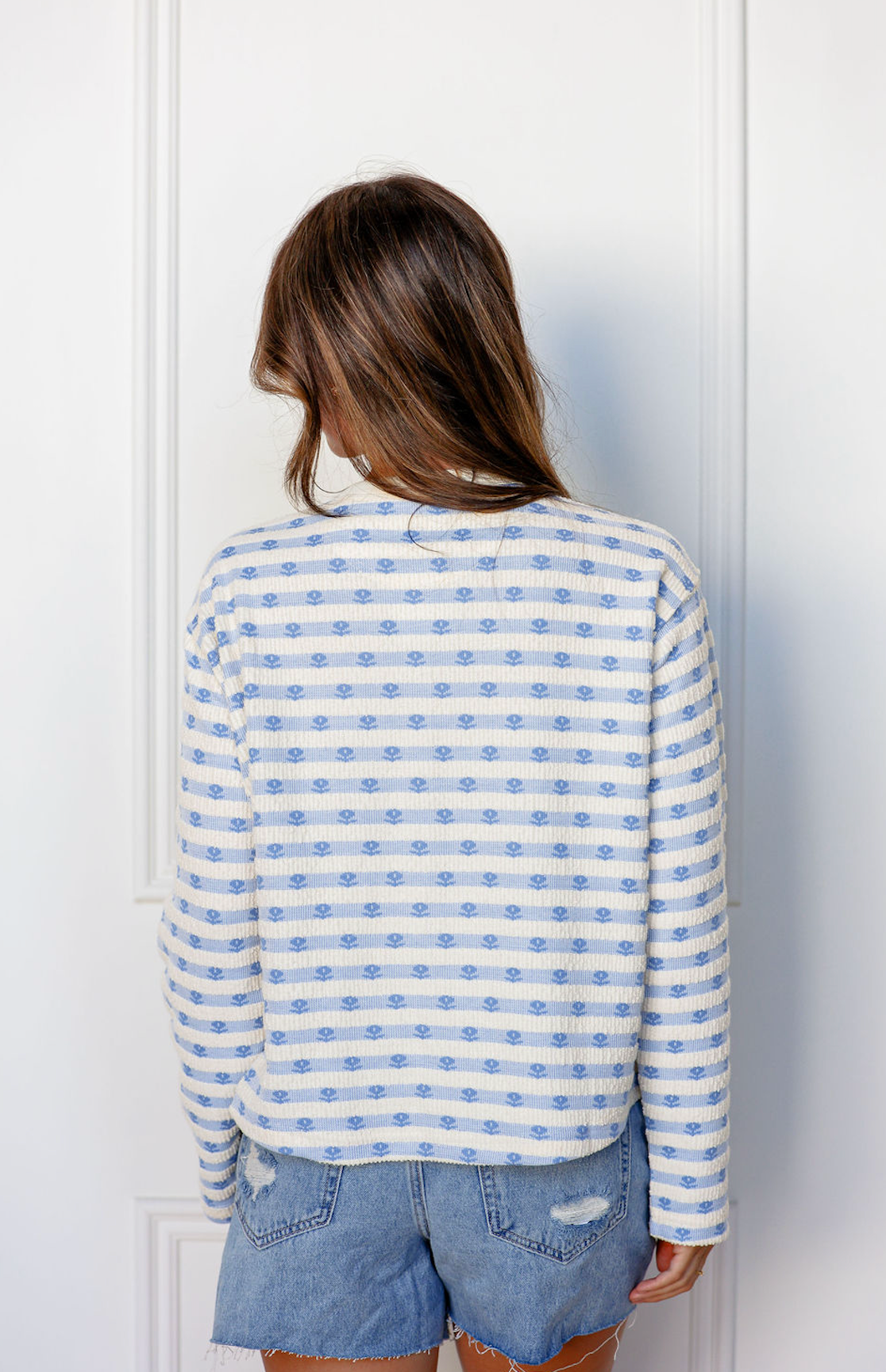 Blue Floral Stripe Cardigan