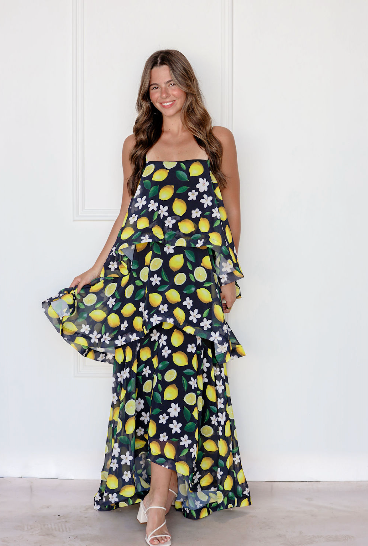 Lemon Blossom Tiered Maxi Dress Lemon Blossom Tiered Maxi Dress