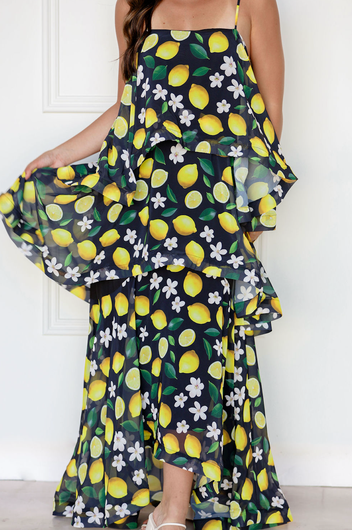 Lemon Blossom Tiered Maxi Dress