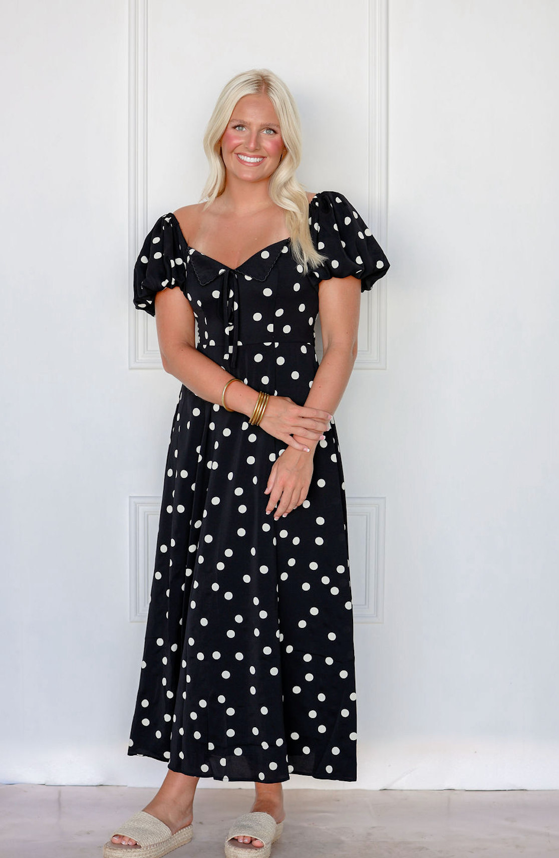 Black Polka Dot Midi Dress