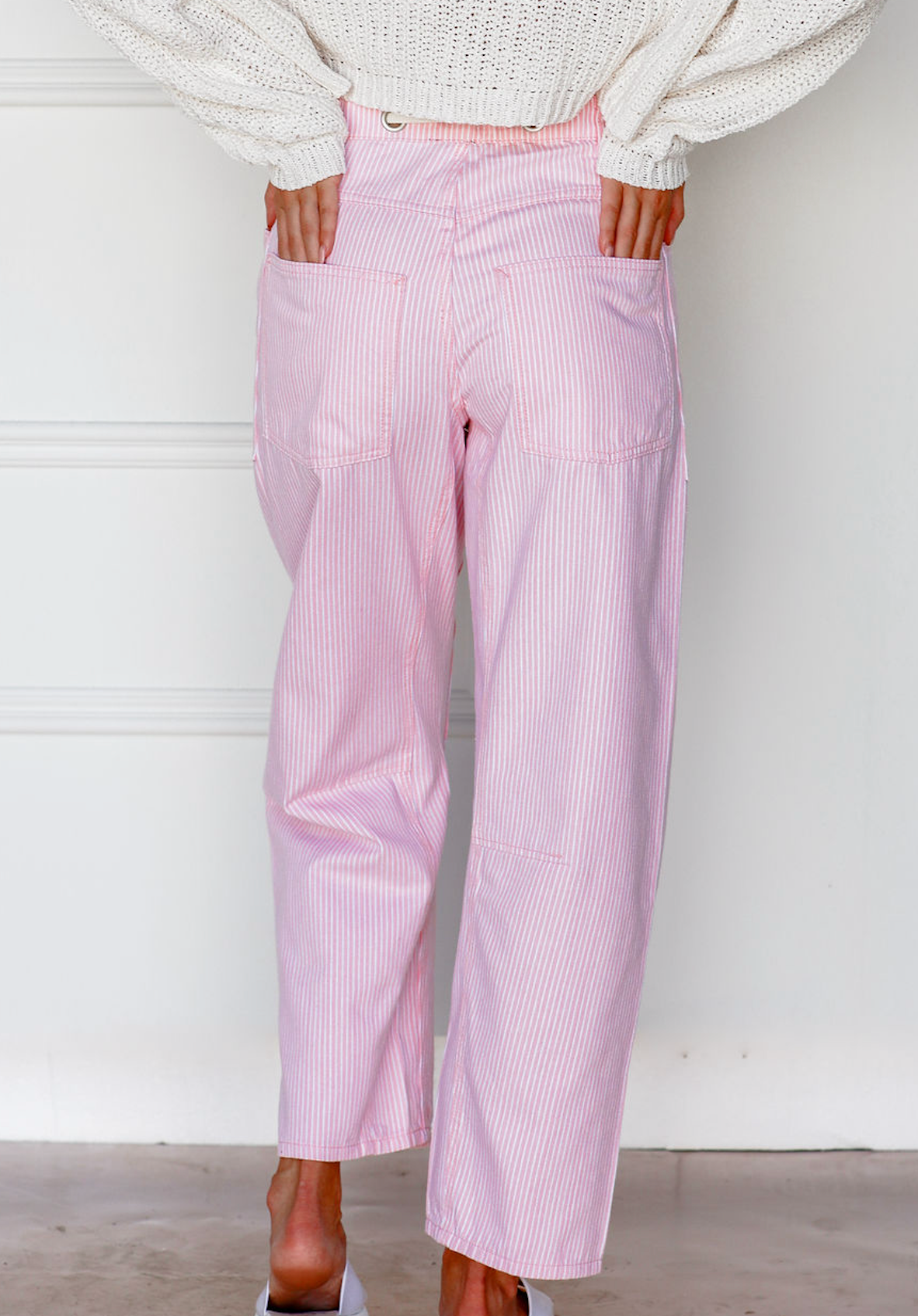 Pink Stripe Barrel Pants w/ Tie