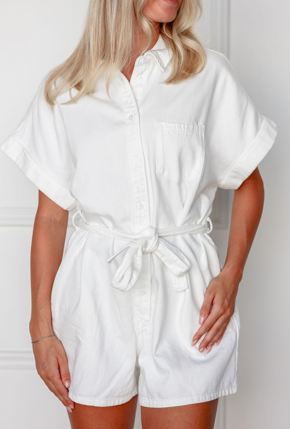 Kara White Denim Romper