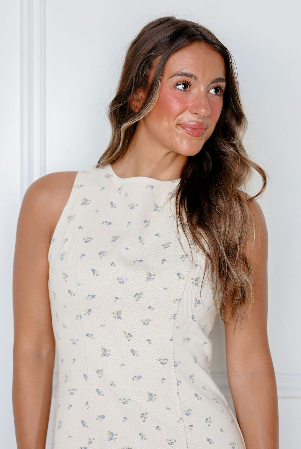Denim Floral Printed Dress