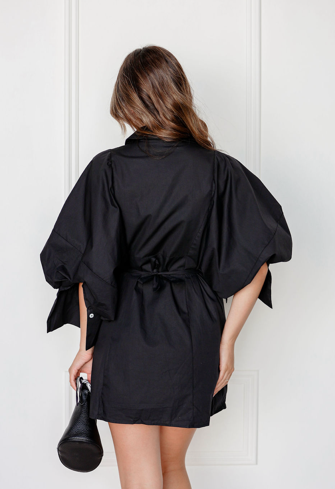 Big Sleeve Shirt Dress Black