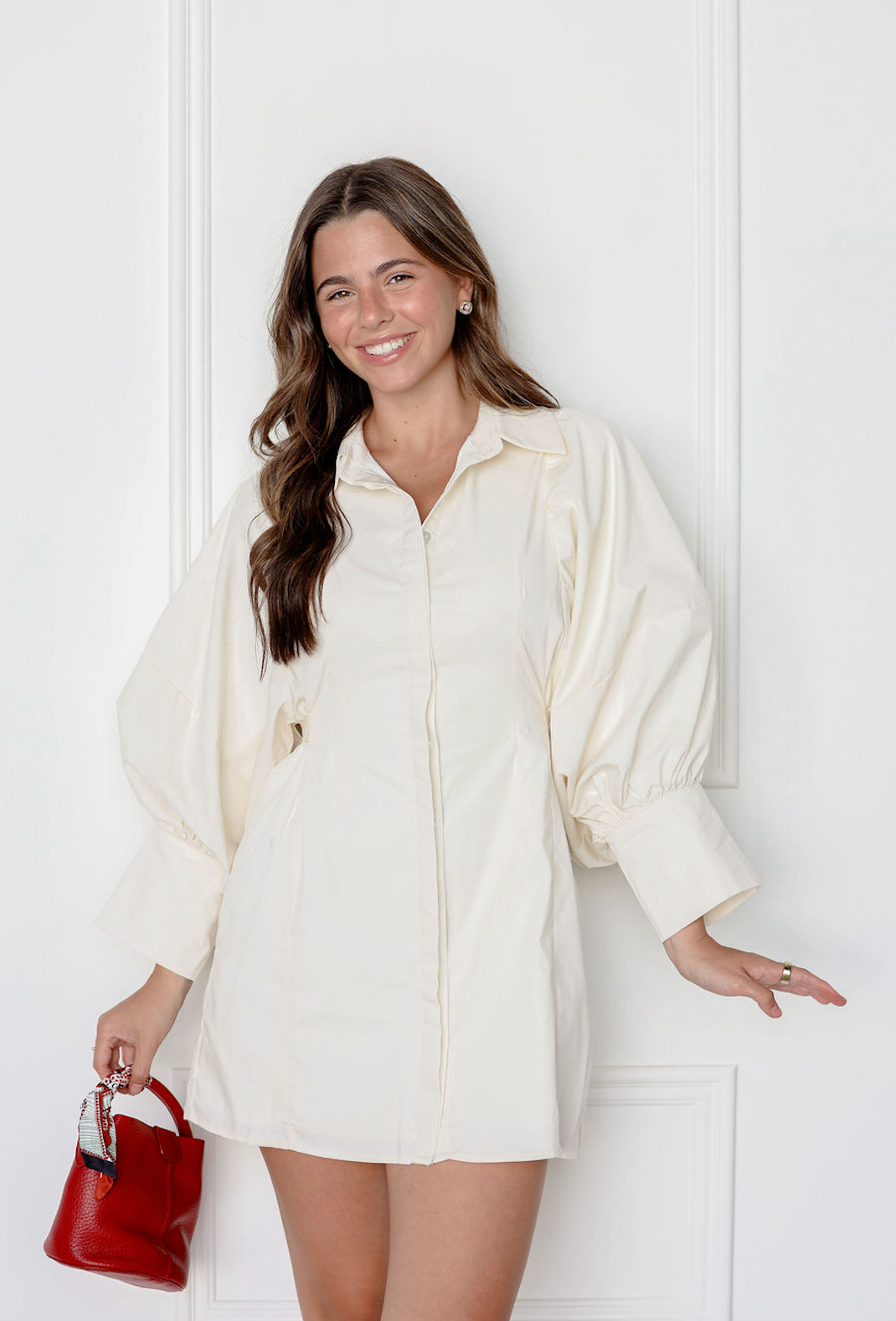 Big Sleeve Shirt Dress Cream