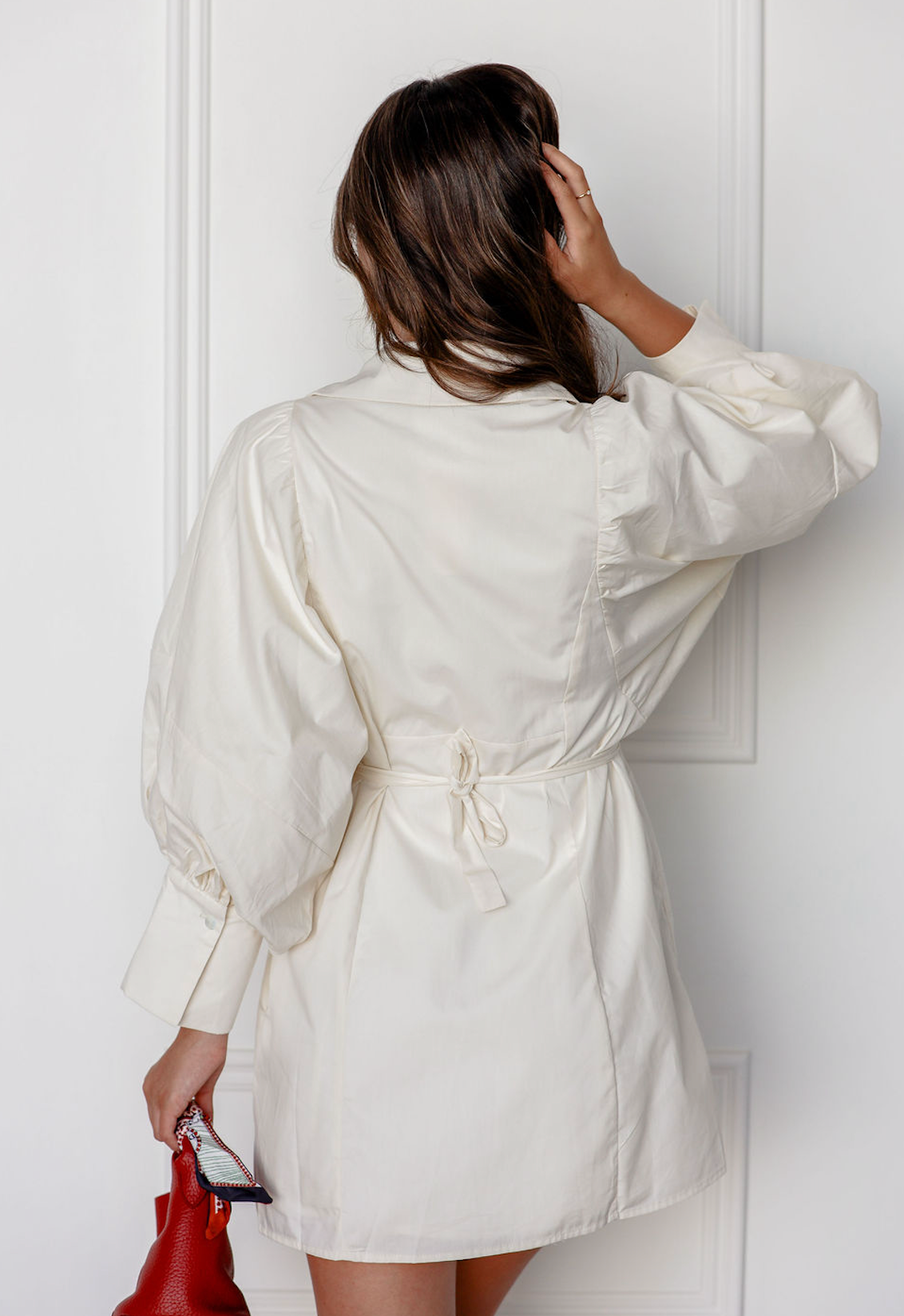 Big Sleeve Shirt Dress Cream