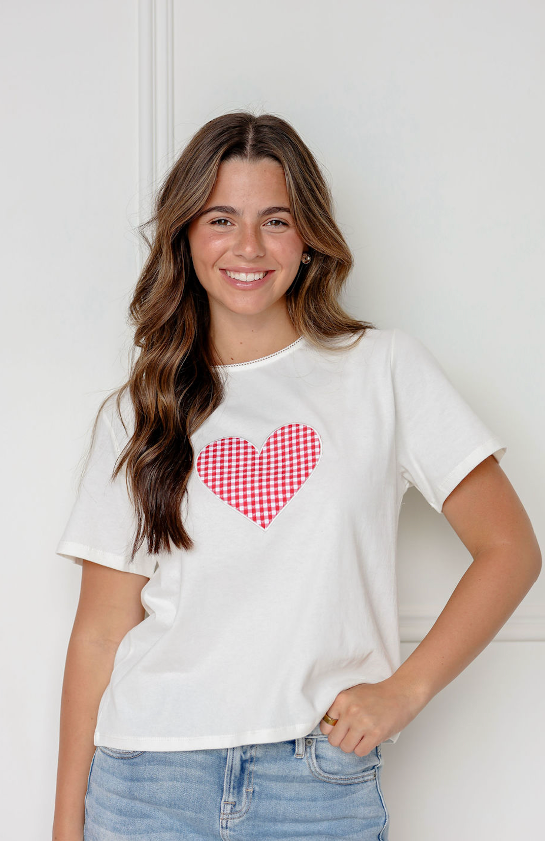 Gingham Heart Patch T-shirt