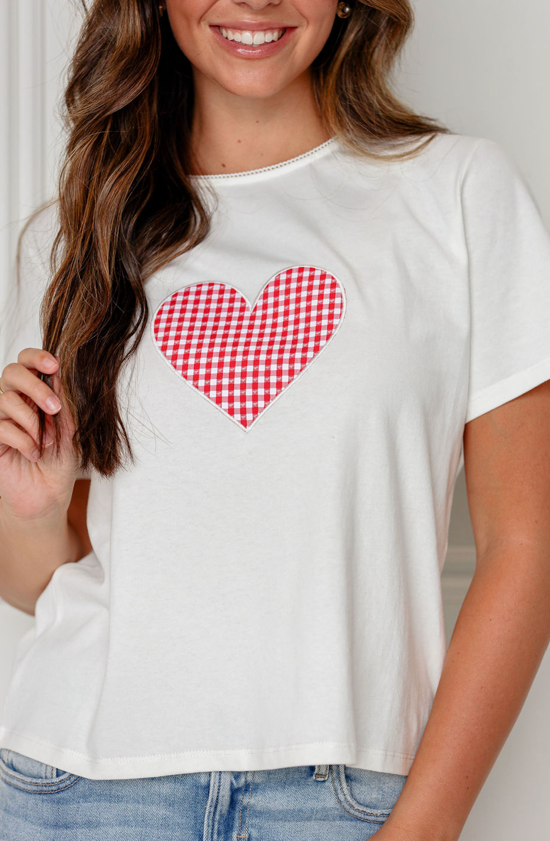 Gingham Heart Patch T-shirt