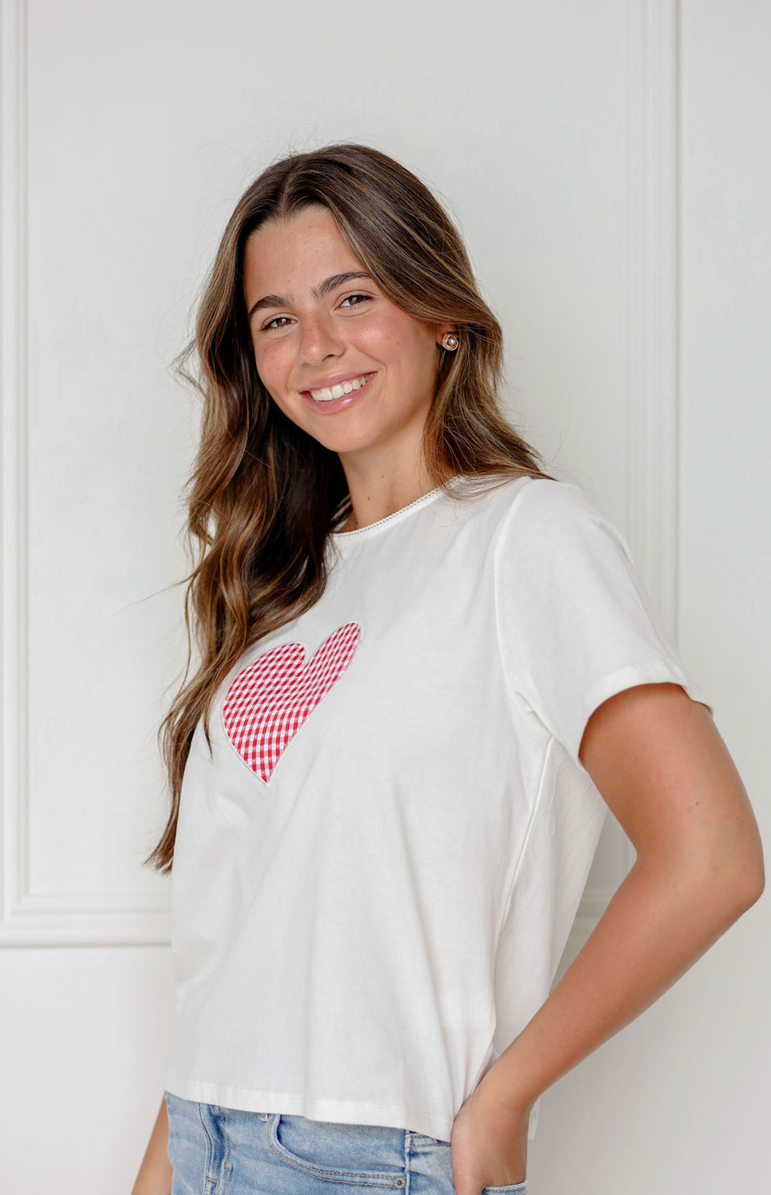 Gingham Heart Patch T-shirt