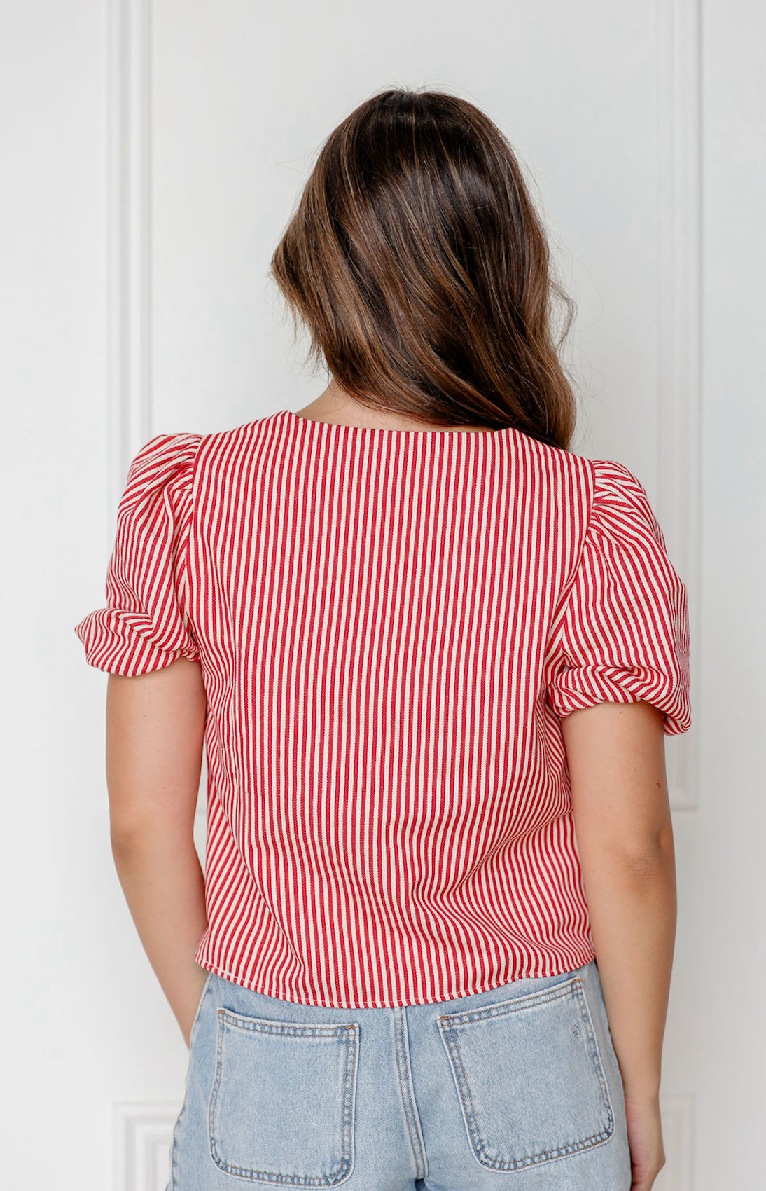 Red Stripe Blouse w/ Ties