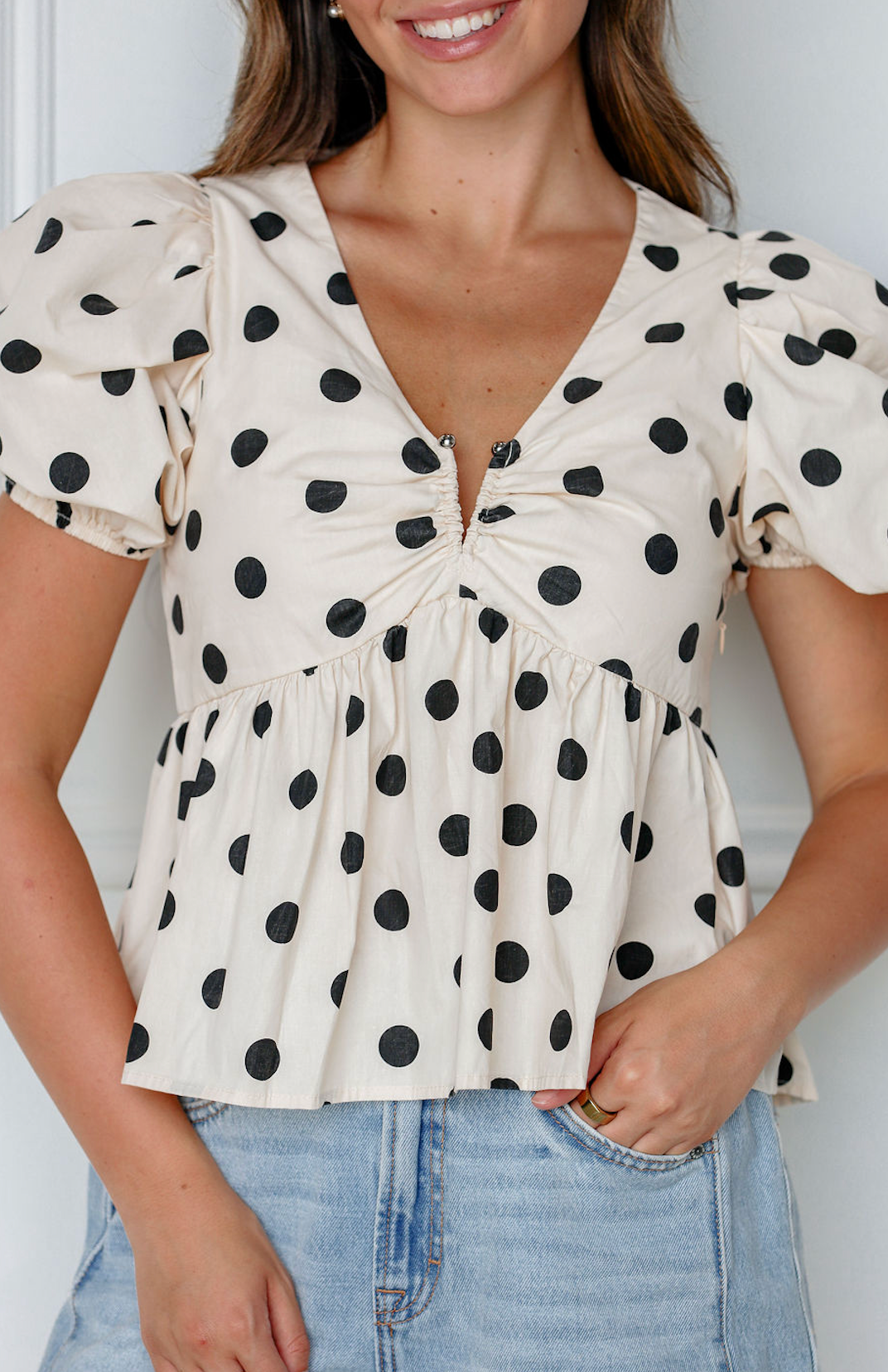Voluminous Polka Dot Blouse