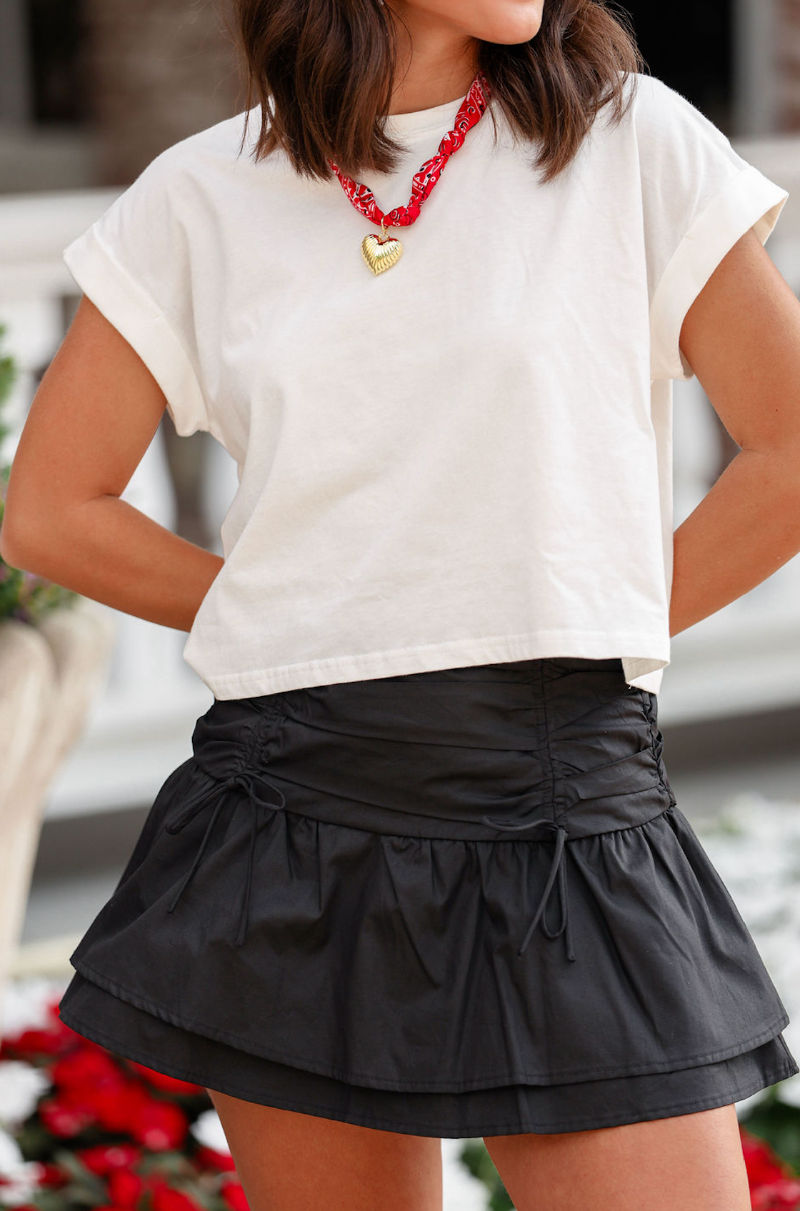 Double Bow Ties Skirt Black