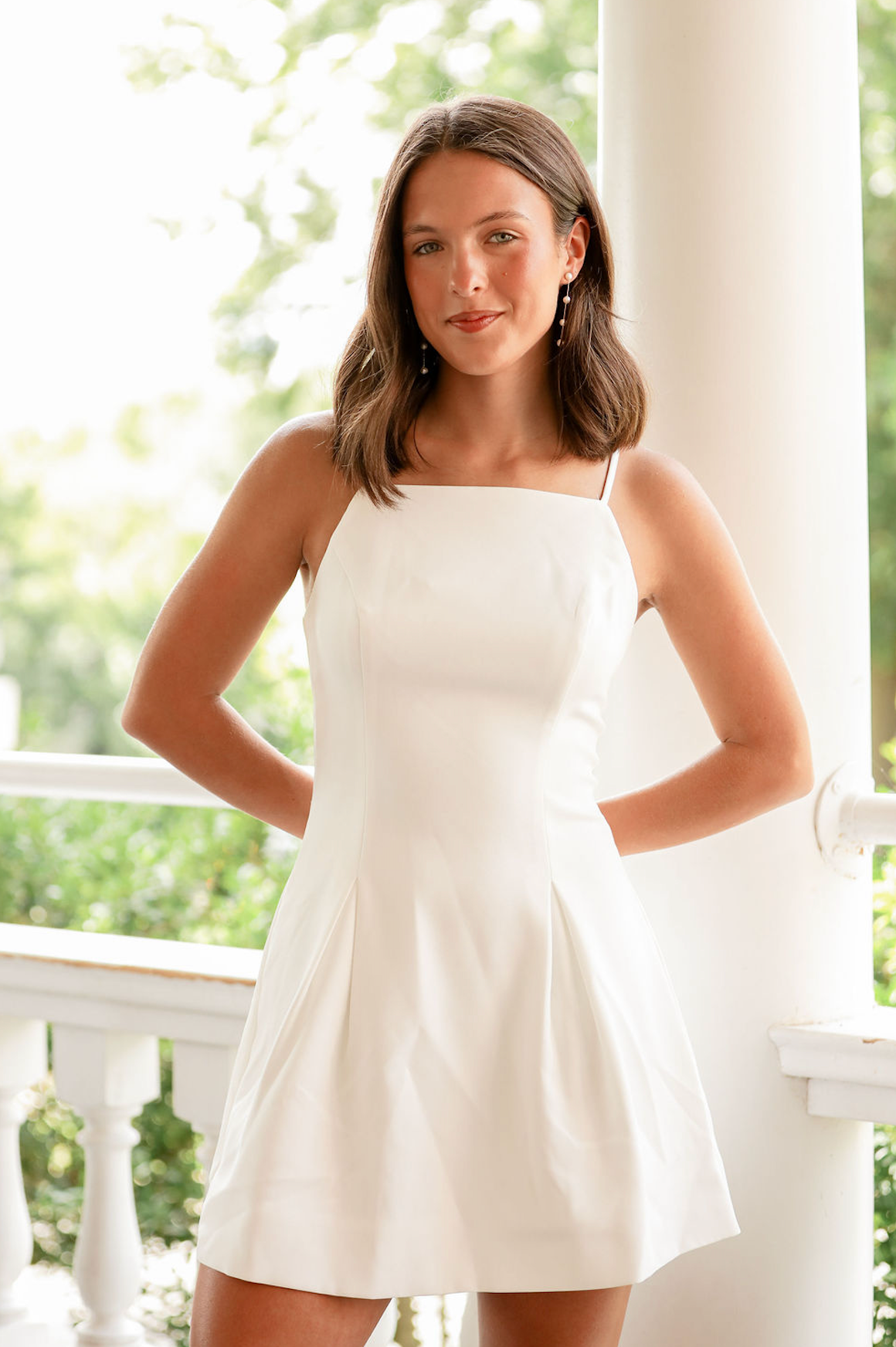 Annie White Pleated Dress