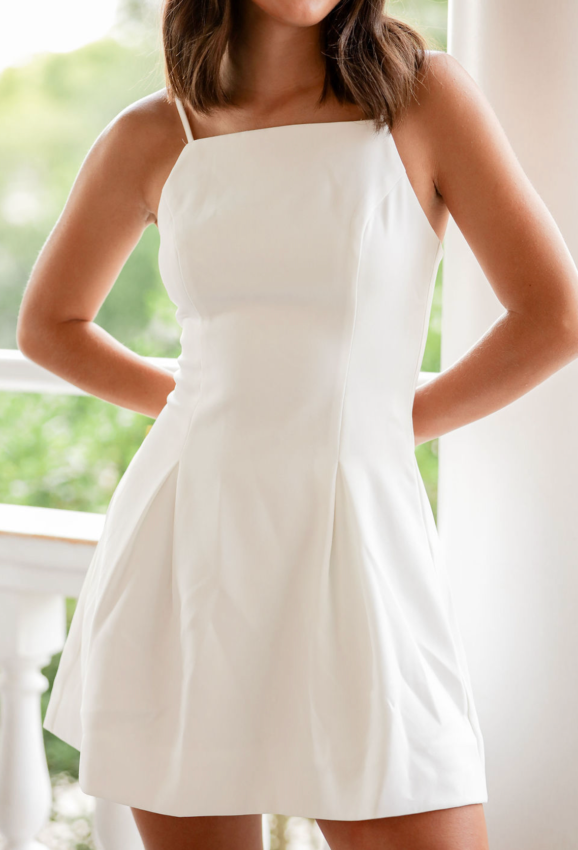 Annie White Pleated Dress