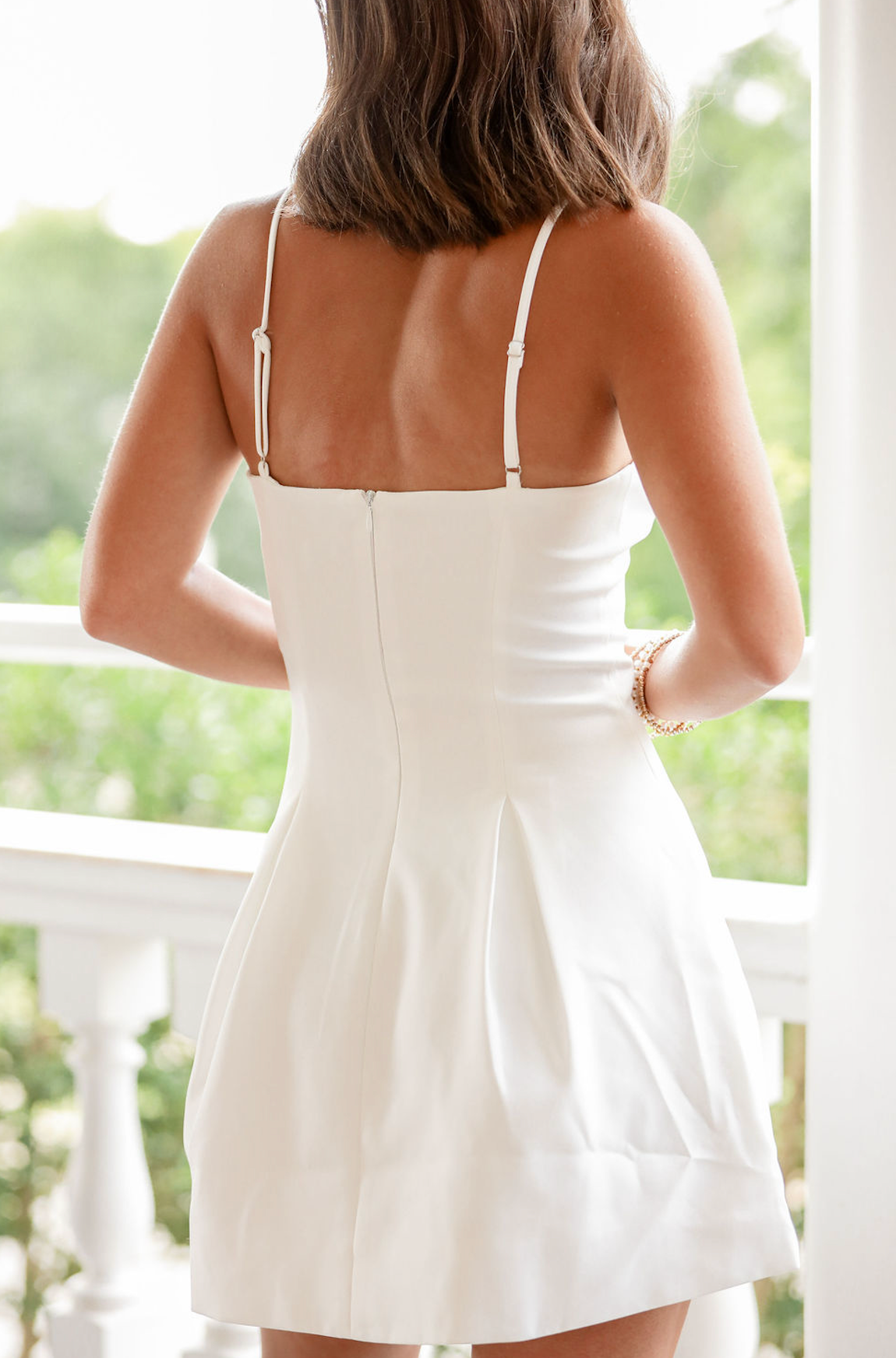 Annie White Pleated Dress