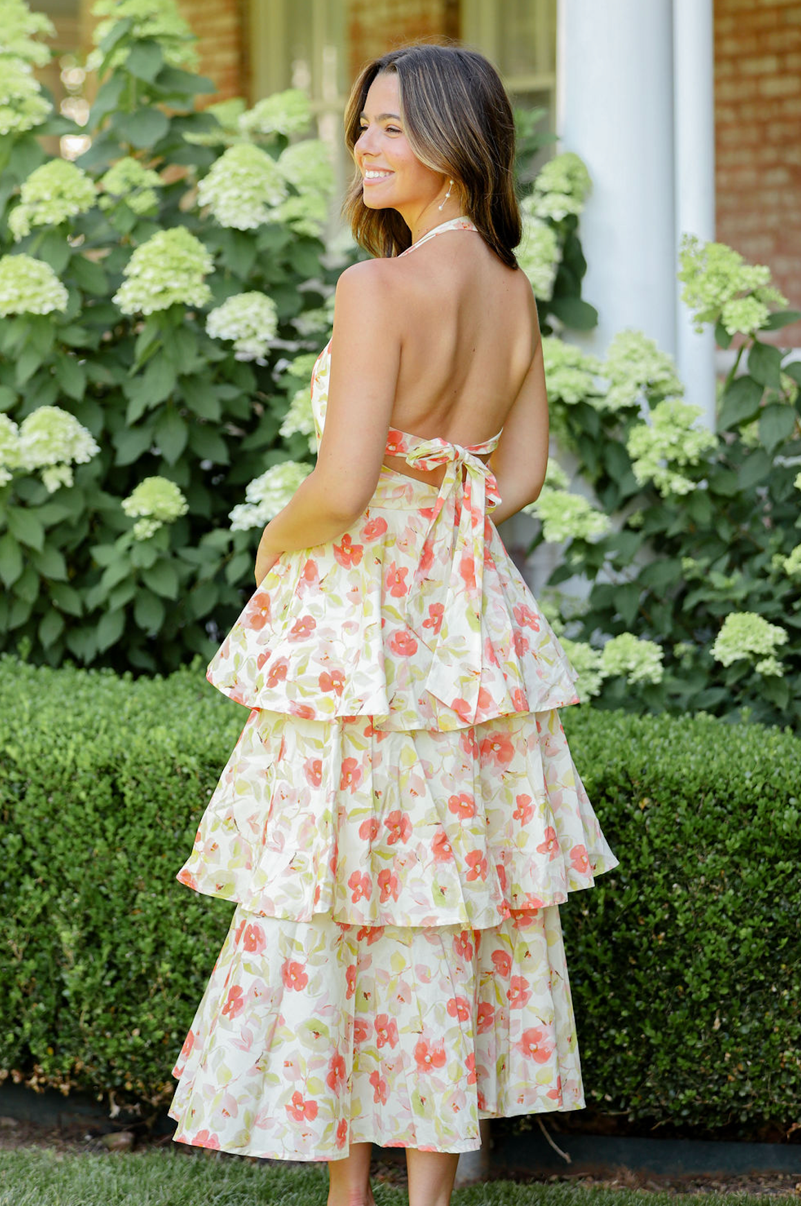Floral Tiered Halter Midi Dress