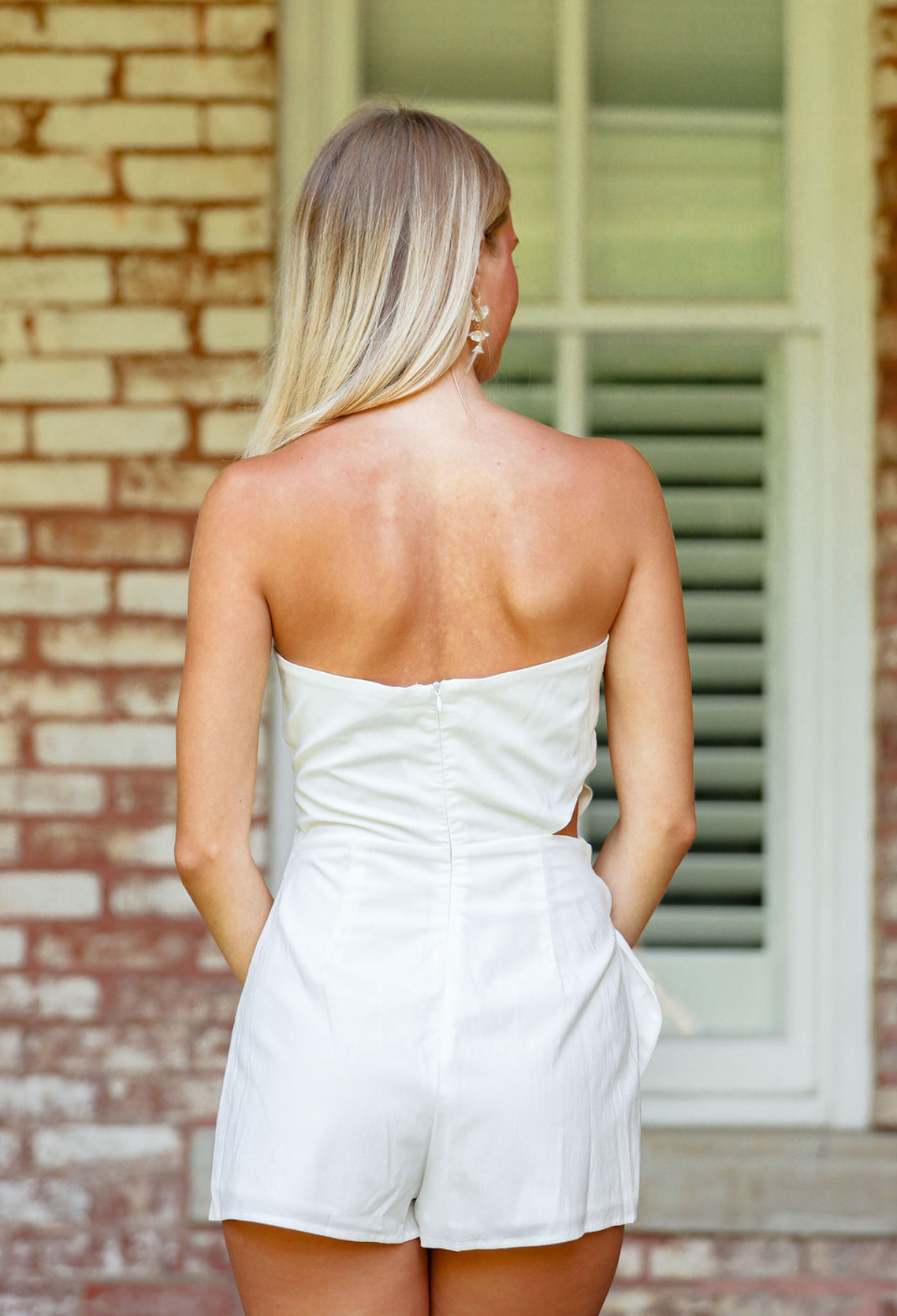 Strapless Side Tie Romper White