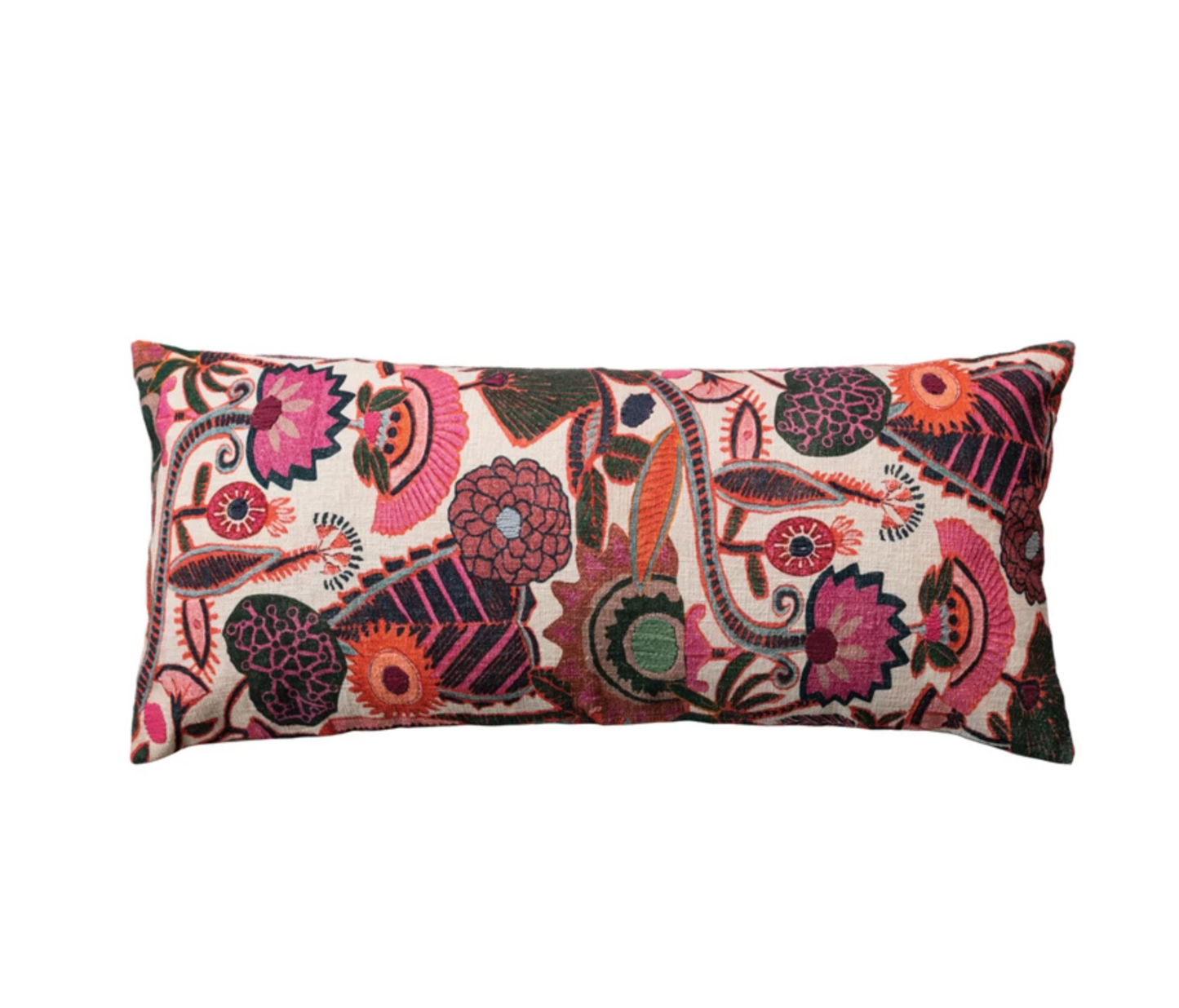 Embroidered Lumbar Pillow