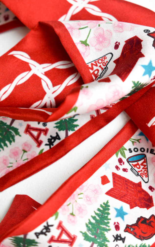Arkansas Skinny Silk Scarf