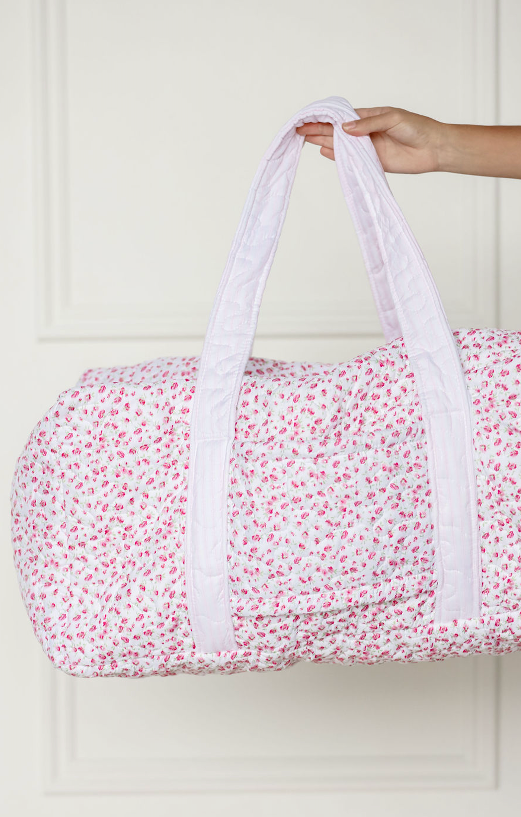 Tricia Pink Floral Quilted Duffle Bag