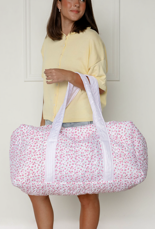 Tricia Pink Floral Quilted Duffle Bag