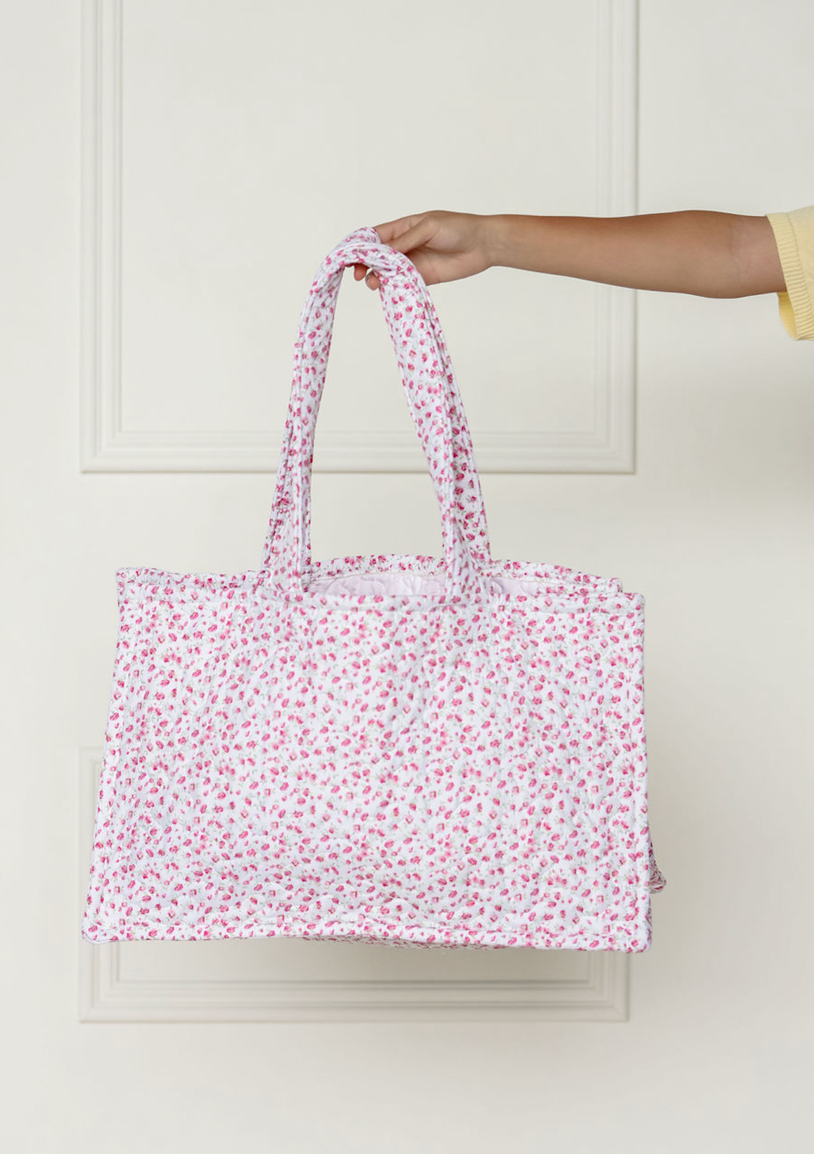 Tricia Pink Floral Quilted Tote Bag