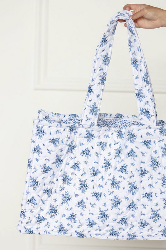 Picnic Navy Floral Quilted Tote Bag