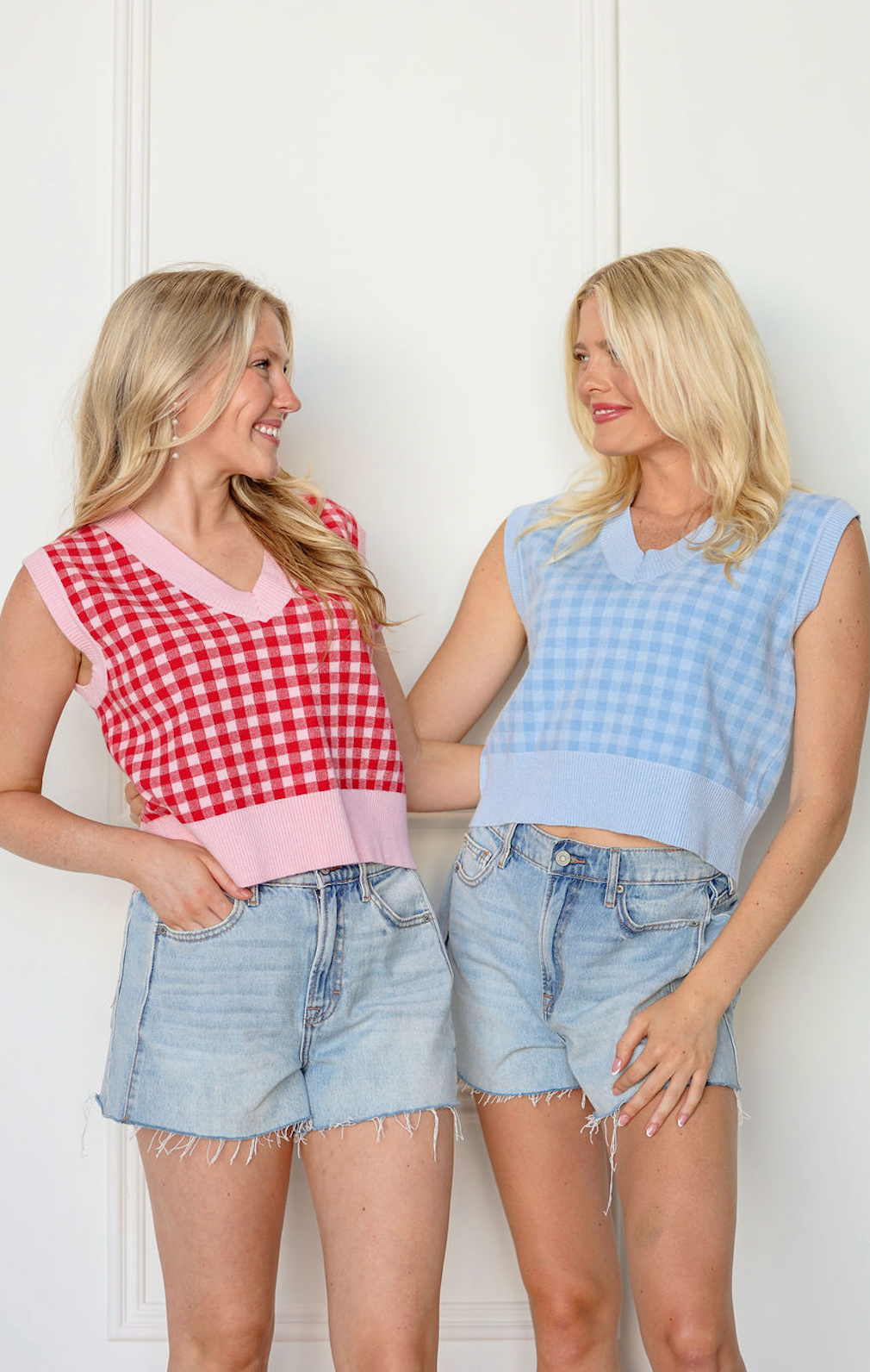 Gingham Sweater Vest Blue