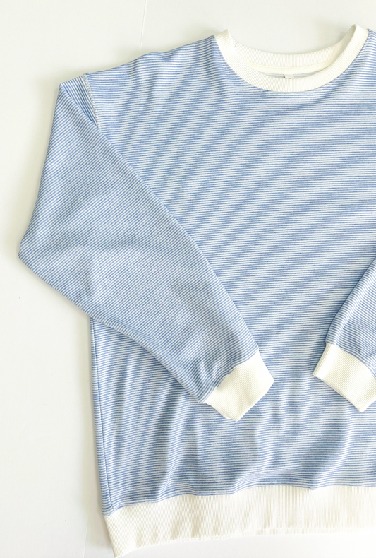 Striped Knit Pullover Blue