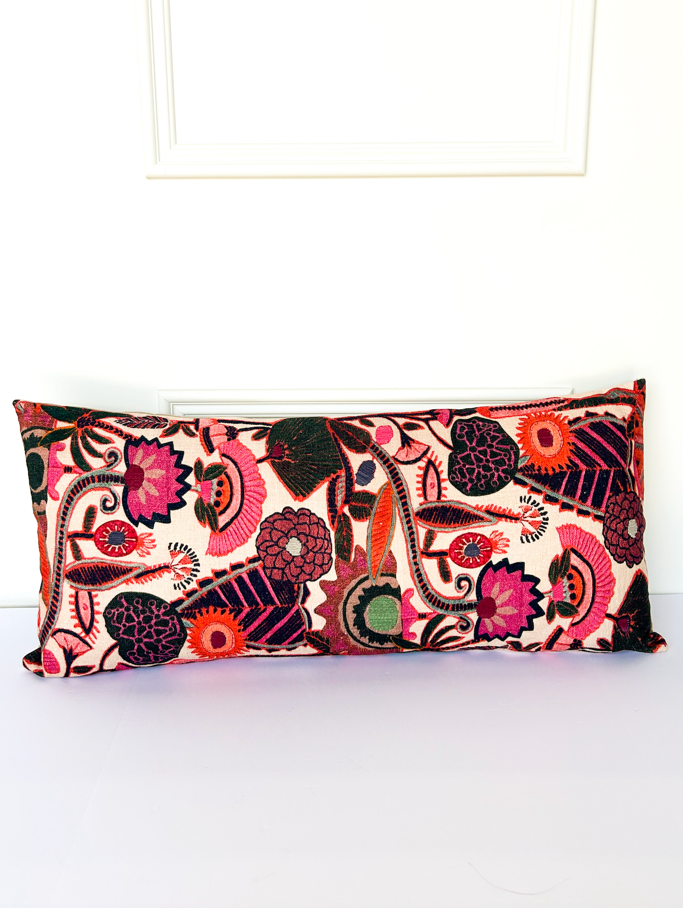 Embroidered Lumbar Pillow