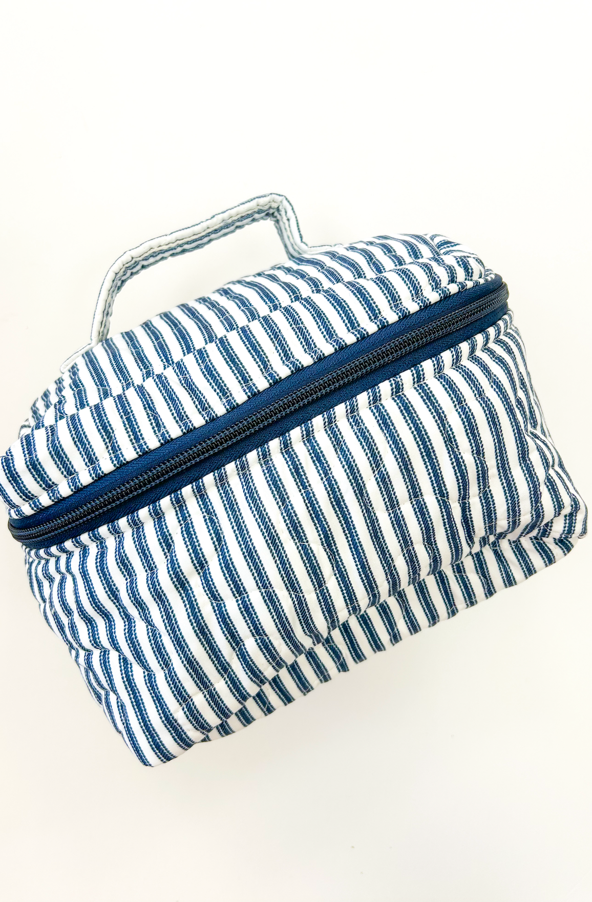 Navy Stripe Quilted Travel Case