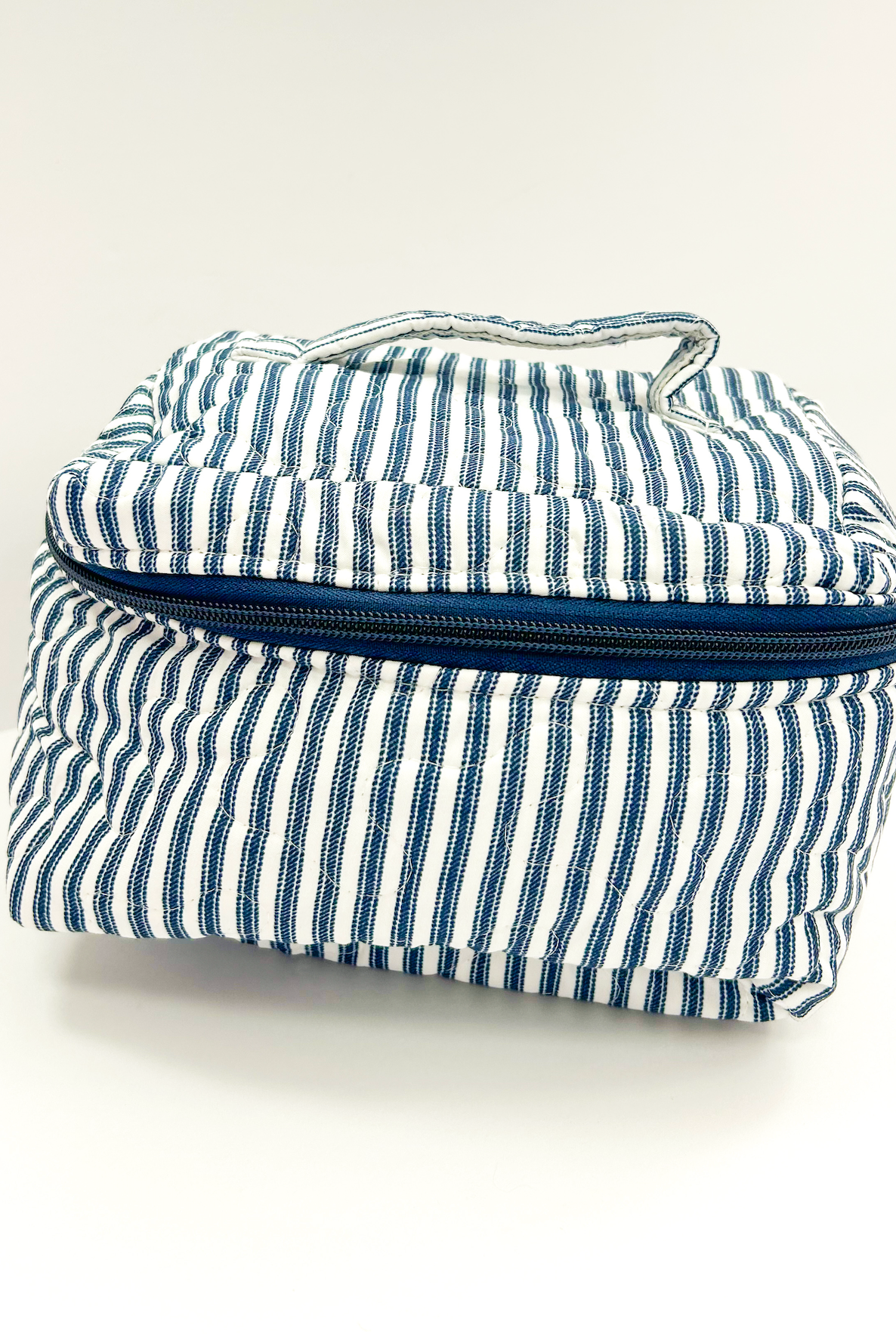 Navy Stripe Quilted Travel Case