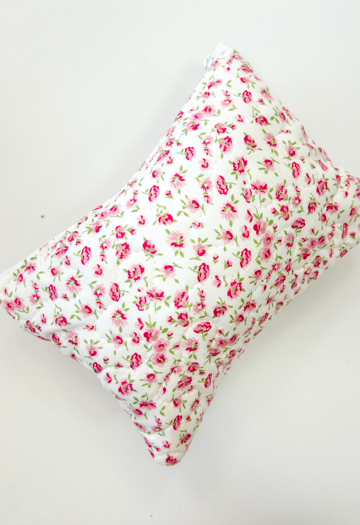 Tricia Pink Floral Quilted Makeup Bag