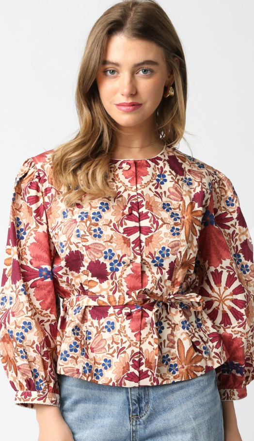 Iris Printed Tie Blouse