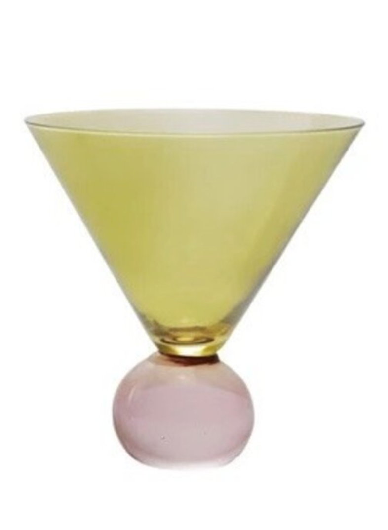 Martini Glass w/ Ball Stem - Yellow