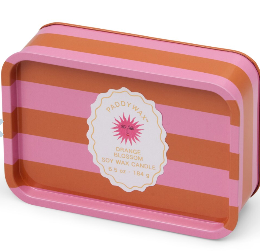 Orange/Pink Tin Candle - Orange Blossom