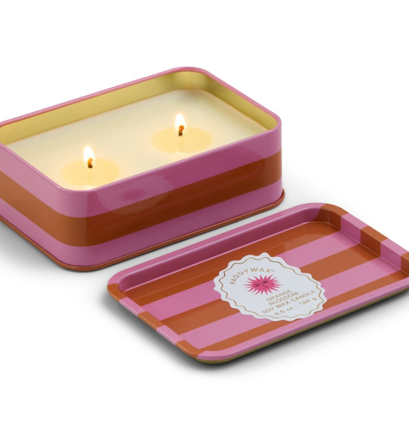 Orange/Pink Tin Candle - Orange Blossom