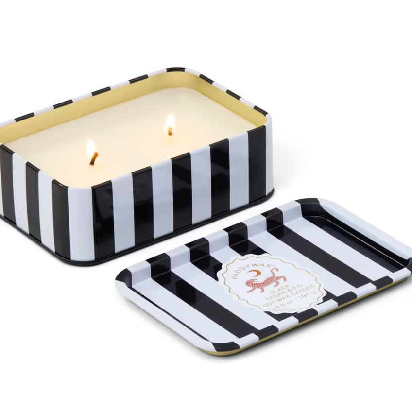 Black/White Tin Candle - Wild Fig & Cedar