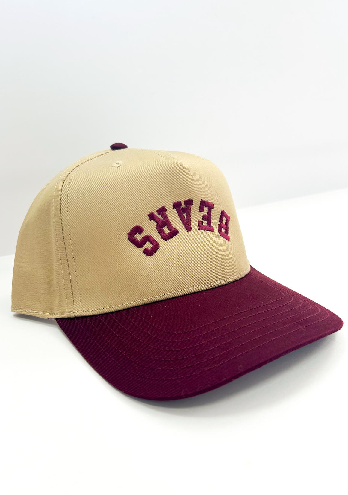 Upside Down Bears Vintage Trucker Khaki/Maroon